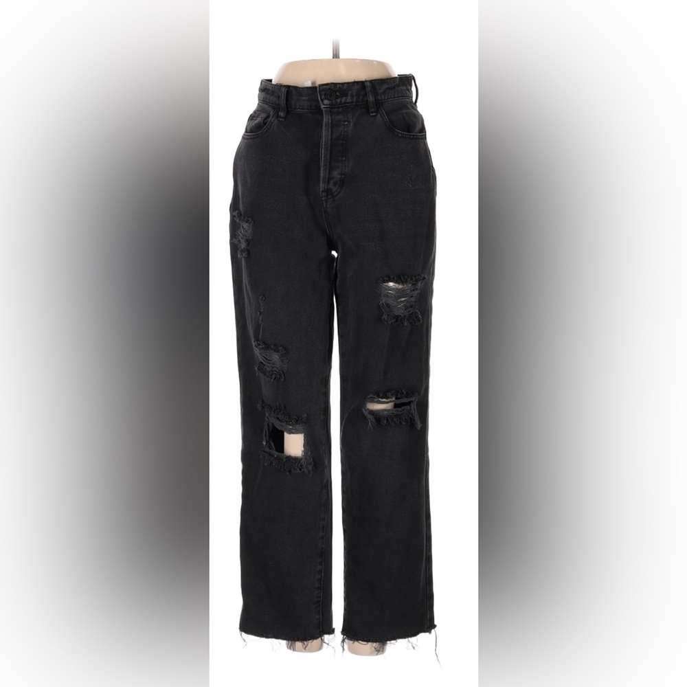 PACSUN WOMENS BLACK RIPPED HIGH RISE JEANS